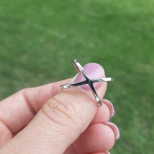 Silver Criss Cross Ring Size 8